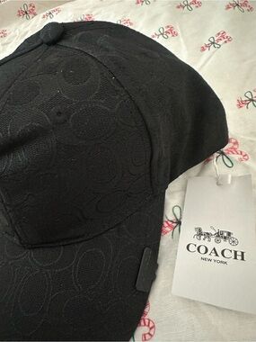 Coach Black Signature Jacquard Baseball Cap